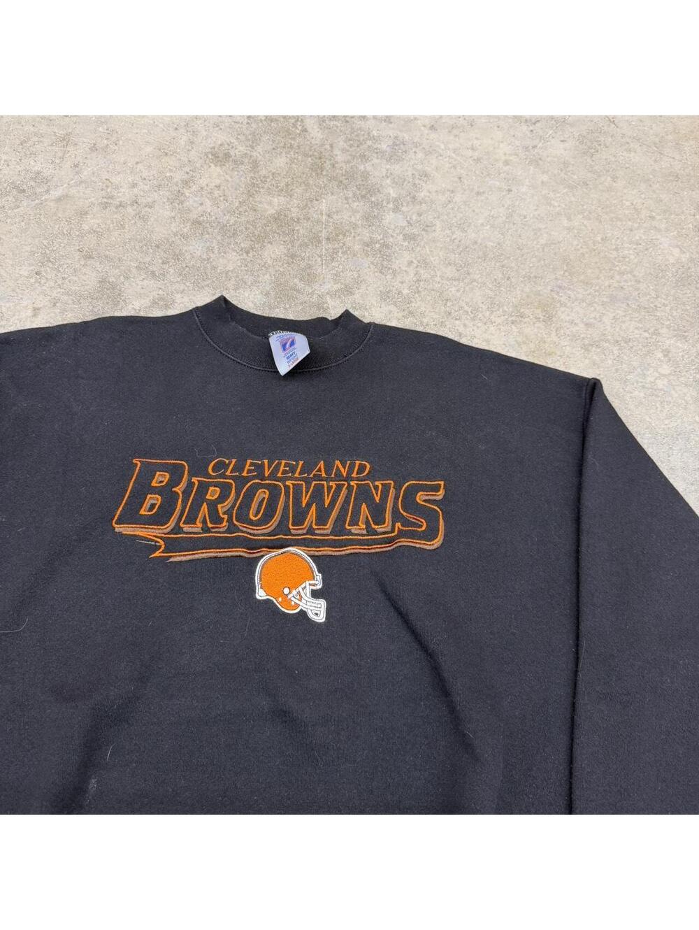 vintage cleveland browns logo 7 made in usa spell out crewneck size xl HAS STAIN - Picture 2 of 4